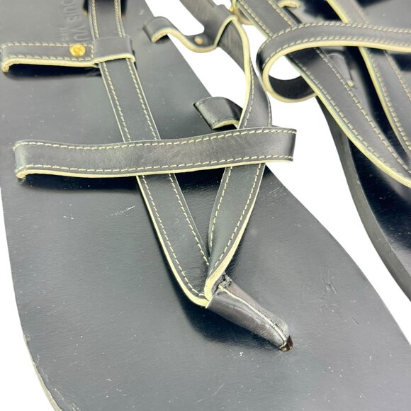 LOUIS VUITTON Black Leather Mens Thong Strappy Sandals Italy Marked as 12 - 13US - Picture 5 of 12